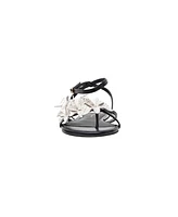 Lucia | Flower Embellished Strappy Flat Leather Sandals