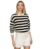 Sanctuary Women's Cotton Stripe Open-Knit Bomber Jacket
