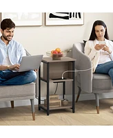 3-Tier End Table with Usb Ports & Power Outlets-1 Piece