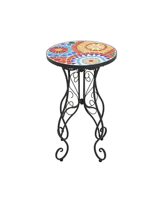 Outdoor Side Table,Colorful+Black