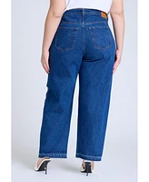 Eloquii Plus Two Tone High Rise Straight Leg Jean