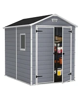 Keter 213413 Manor 6 X 8 Foot Resin All Weather Outdoor Tool Storage Shed, Grey