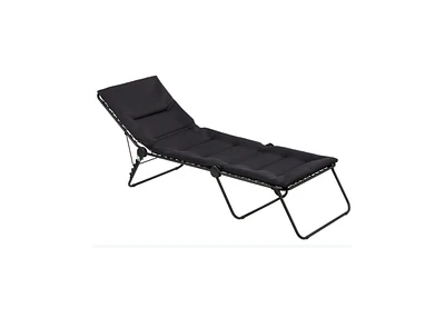 Reclining Steel Chaise Lounge with Cushion for Backyard and Deck