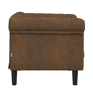 Sofa Chair Brown Faux Suede Leather