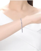Sterling Silver White Gold Plated with Colored Cubic Zirconia Tennis Bracelet