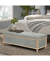 Elegant Upholstered Storage Ottoman Bench with Weathered Wood Frame and Lift-Top for Bedroom or Living Room Seating Organization-The Pop Home