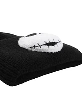 Nightmare Before Christmas Men's 3D Plush Jack Skellington Character Head Black Cuff Beanie