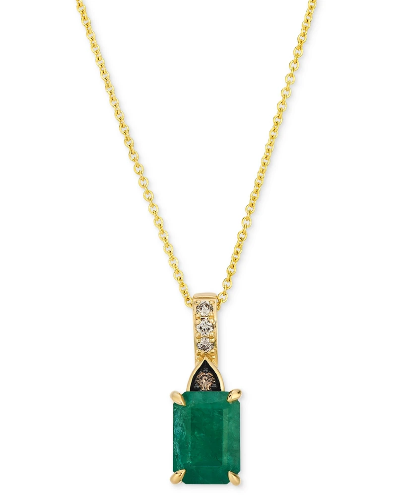 Le Vian Costa Smeralda Emeralds (1-1/5 ct. t.w.) & Diamond (1/20 ct. t.w.) Adjustable 20" Pendant Necklace in 14k Gold