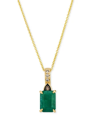 Le Vian Costa Smeralda Emeralds (1-1/5 ct. t.w.) & Diamond (1/20 ct. t.w.) Adjustable 20" Pendant Necklace in 14k Gold
