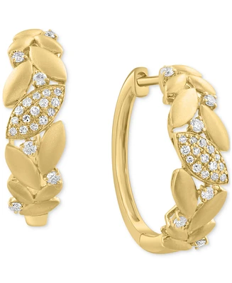 Effy Diamond & Polished Navette Small Hoop Earrings (1/5 ct. t.w.) in 14k Gold, 0.7"