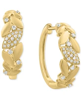 Effy Diamond & Polished Navette Small Hoop Earrings (1/5 ct. t.w.) in 14k Gold, 0.7"