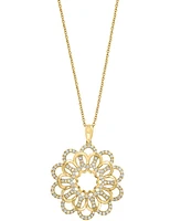 Effy Diamond Openwork Flower Pendant Necklace (3/4 ct. t.w.) in 14k Gold, 17" + 1" extender