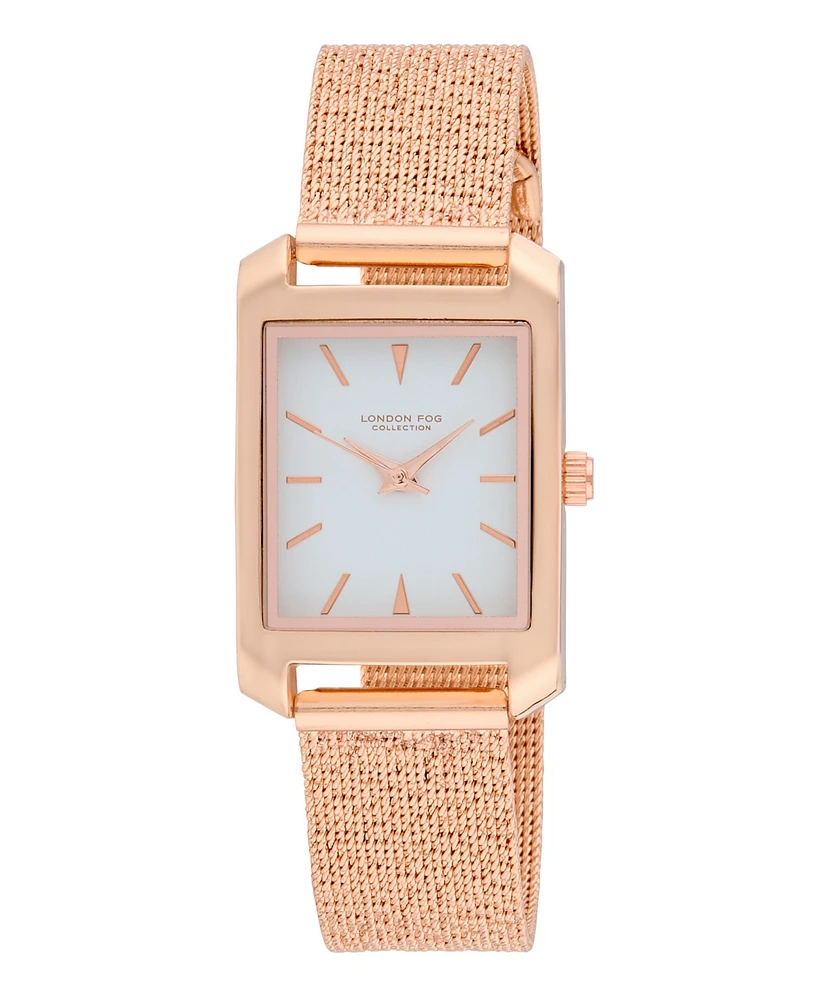 London Fog Unisex Warwick Rose Gold Alloy Mesh Watch, 25mm