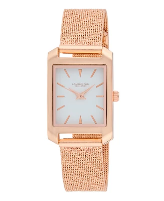 London Fog Unisex Warwick Rose Gold Alloy Mesh Watch, 25mm