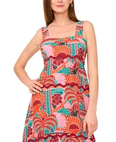 Vince Camuto Women's Printed Square-Neck Maxi Dress