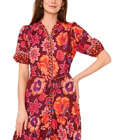 Vince Camuto Women's Printed Puff-Sleeve Maxi Dress