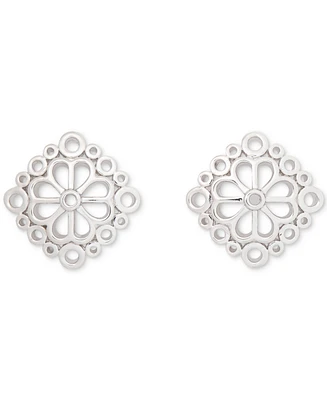 kate spade new york Silver-Tone Spade Flower Lace Stud Earrings