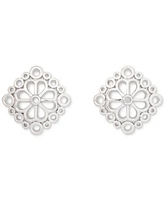 kate spade new york Silver-Tone Spade Flower Lace Stud Earrings