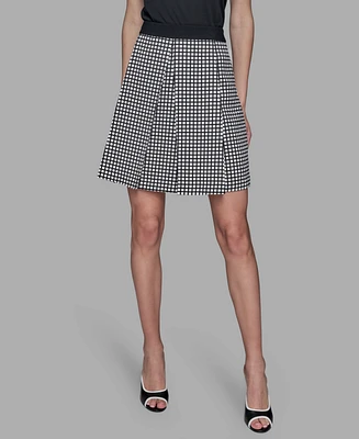 Karl Lagerfeld Paris Women's Check Print Pleated Mini Skirt