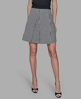 Karl Lagerfeld Paris Women's Check Print Pleated Mini Skirt