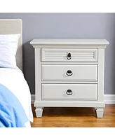Spacious Plantation Nightstand with Three Drawers for Bedside Essentials