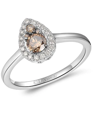 Le Vian Chocolate Diamond & Nude Diamond Pear Halo Ring (1/2 ct. t.w.) in 14k White Gold