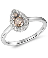 Le Vian Chocolate Diamond & Nude Diamond Pear Halo Ring (1/2 ct. t.w.) in 14k White Gold