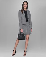 Karl Lagerfeld Paris Women's Check Print One-Button Blazer