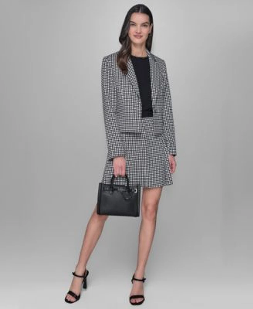 Karl Lagerfeld Paris Womens Sleeveless Top One Button Blazer Pleated Mini Skirt