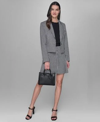 Karl Lagerfeld Paris Womens Sleeveless Top One Button Blazer Pleated Mini Skirt