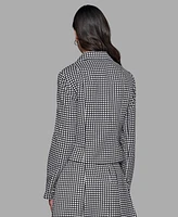 Karl Lagerfeld Paris Women's Check Print One-Button Blazer