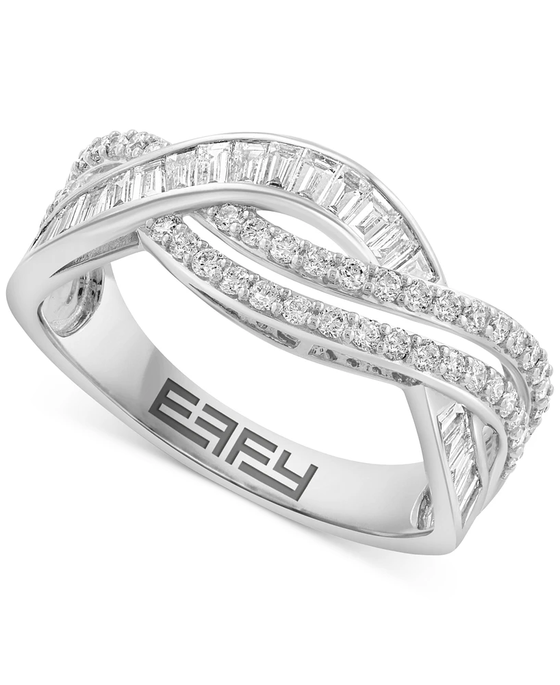Effy Diamond Round & Baguette Curved Crossover Ring (5/8 ct. t.w.) in 14k White Gold