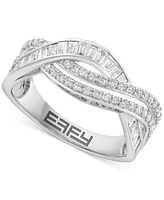 Effy Diamond Round & Baguette Curved Crossover Ring (5/8 ct. t.w.) in 14k White Gold