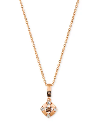 Le Vian Chocolate Diamond & Nude Diamond Halo 18" Pendant Necklace (1/8 ct. t.w.) in 14k Rose Gold