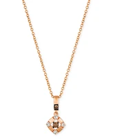 Le Vian Chocolate Diamond & Nude Diamond Halo 18" Pendant Necklace (1/8 ct. t.w.) in 14k Rose Gold