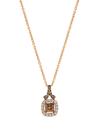 Le Vian Chocolatier Chocolate Diamond & Vanilla Diamond Halo 18" Pendant Necklace (1/2 ct. t.w.) in 14k Rose Gold