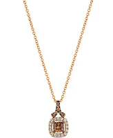 Le Vian Chocolatier Chocolate Diamond & Vanilla Diamond Halo 18" Pendant Necklace (1/2 ct. t.w.) in 14k Rose Gold