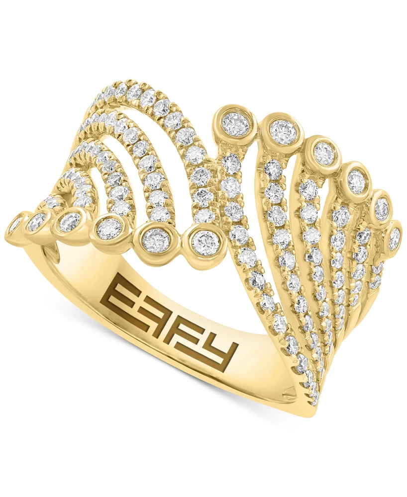 Effy Diamond Curved Multirow Statement Ring (3/4 ct. t.w.) in 14k Gold