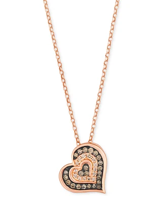Le Vian Chocolate Diamond & Nude Diamond Heart 19" Pendant Necklace (3/8 ct. t.w.) in 14k Rose Gold
