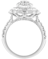 Effy Diamond Flower Cluster Milgrain Bead Ring (1-1/3 ct. t.w.) in 14k White Gold