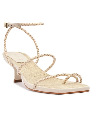 Schutz Women's Kaya Straw Mid Stiletto Heel Sandals