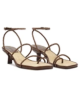 Schutz Women's Kaya Straw Mid Stiletto Heel Sandals