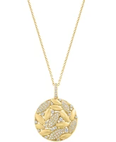 Effy Diamond & Polished Navette Cluster Pendant Necklace (1/2 ct. t.w.) in 14k Gold, 17" + 1" extender
