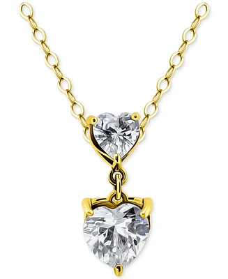 Giani Bernini Cubic Zirconia Double Heart Pendant Necklace, 16" + 2" extender, Exclusively at Macy's