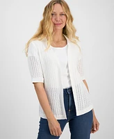Style & Co Women's Cotton Open-Front Elbow-Sleeve Cardigan, Exclusively at Macy's