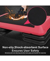 Red Adjustable Aerobic Stepper with Risers