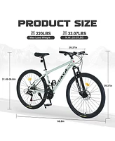 27.5 Inch Wheels 21 Speed Mountain Bike, for Men Women Boys and Girls, Front Suspension,Aluminum Alloy Frame