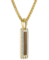 Bulova Men's Marine Star Gold-Tone Sterling Silver Tiger's Eye & White Topaz Pendant Necklace, 24" + 2" extender