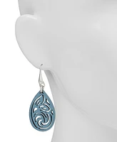 Patricia Nash Silver-Tone Leather Lace Drop Earrings