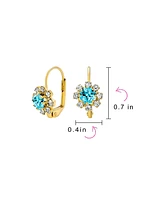 Bling Jewelry Delicate Floral Crystal Gold Plated Brass Lever Back Drop Flower Earrings